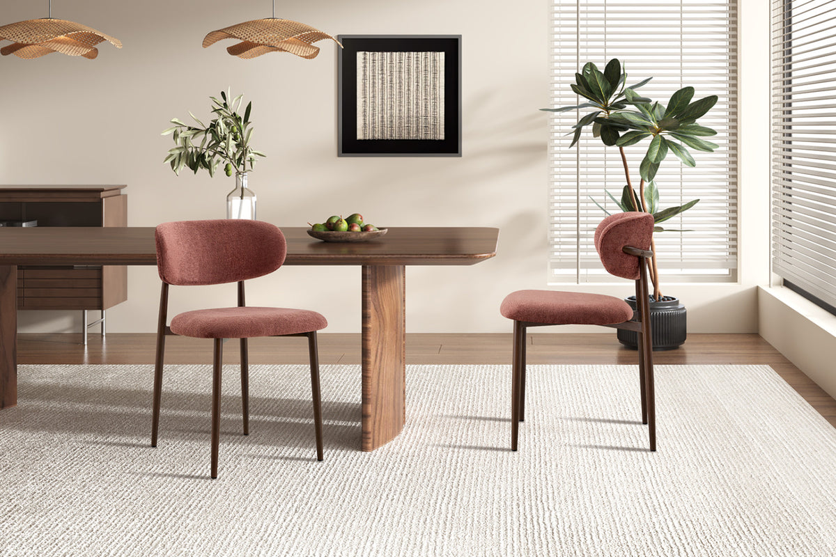 Chaise Nono – noyer, tissu rose