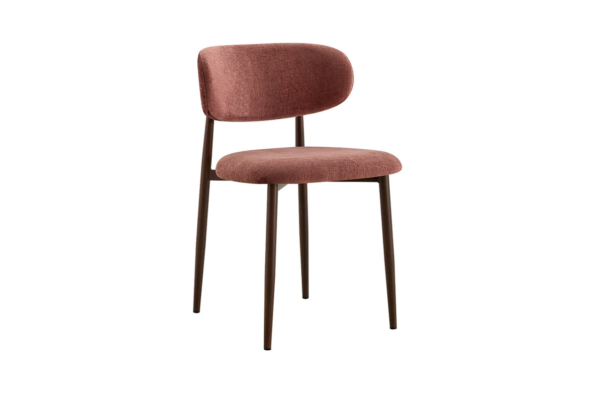 Chaise Nono – noyer, tissu rose