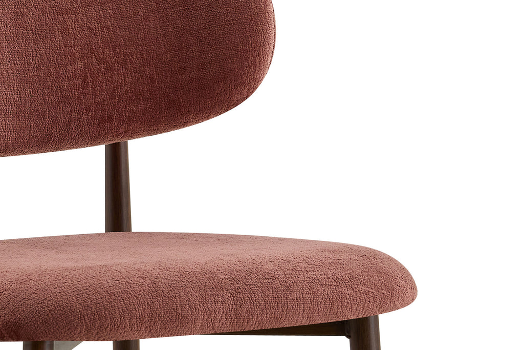 Chaise Nono – noyer, tissu rose