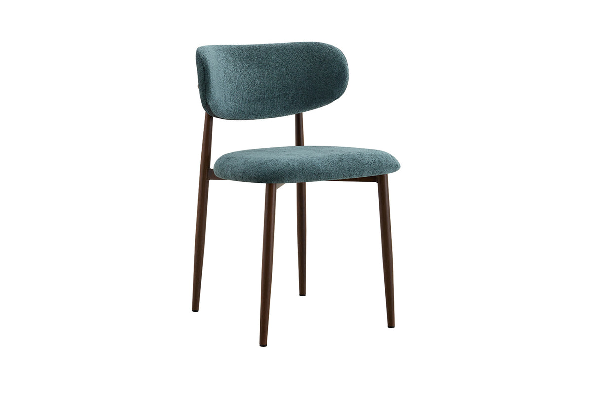 Chaise Nono – noyer, tissu bleu, vert