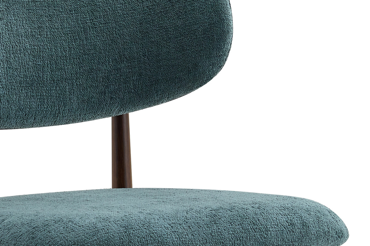 Chaise Nono – noyer, tissu bleu, vert