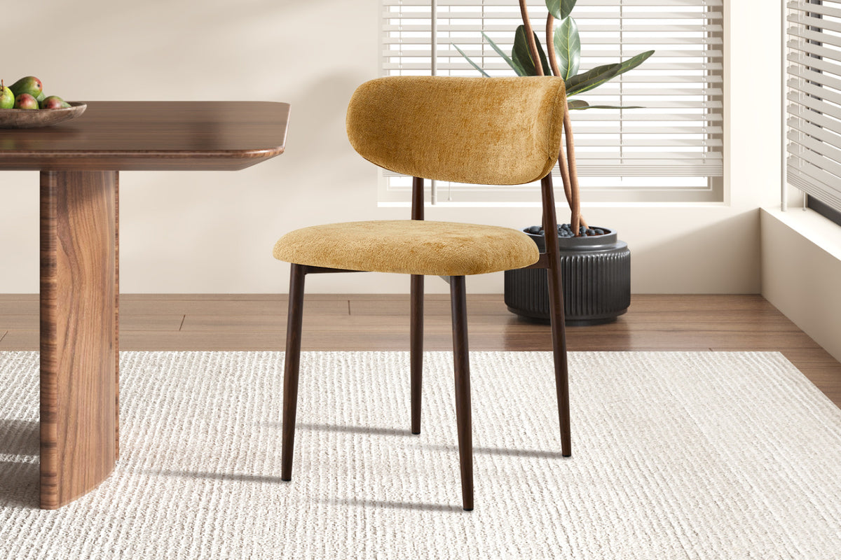 Chaise Nono – noyer, tissu jaune