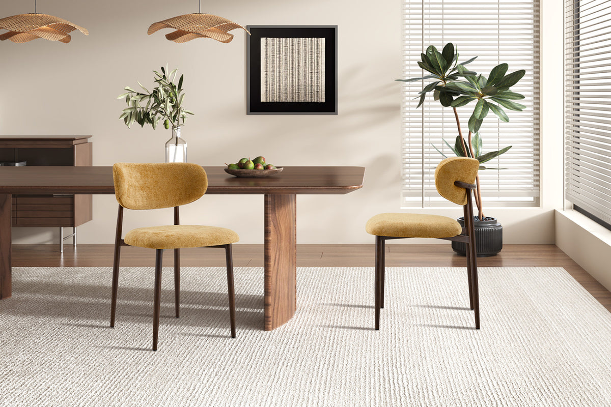 Chaise Nono – noyer, tissu jaune