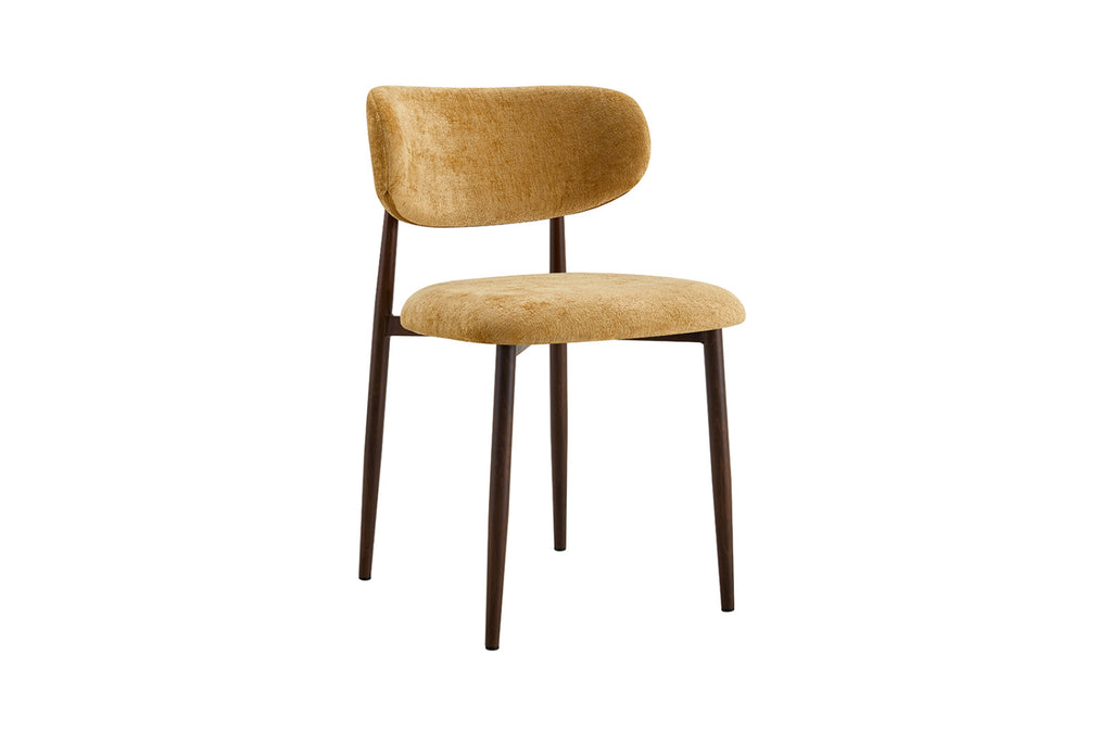 Chaise Nono – noyer, tissu jaune