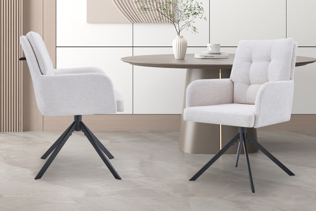 Lot de 2 chaises pivotantes Granada – Écru