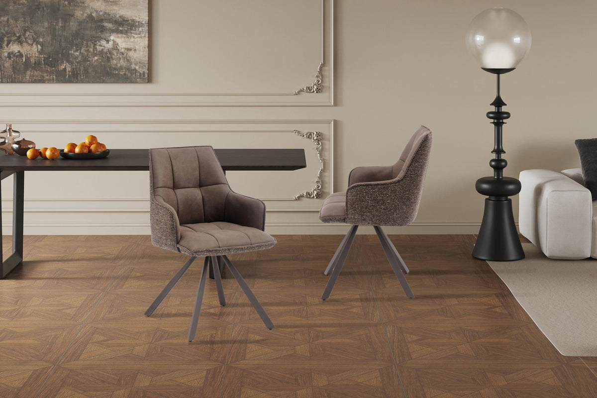 Lot de 2 chaises pivotantes Solenne – Marron