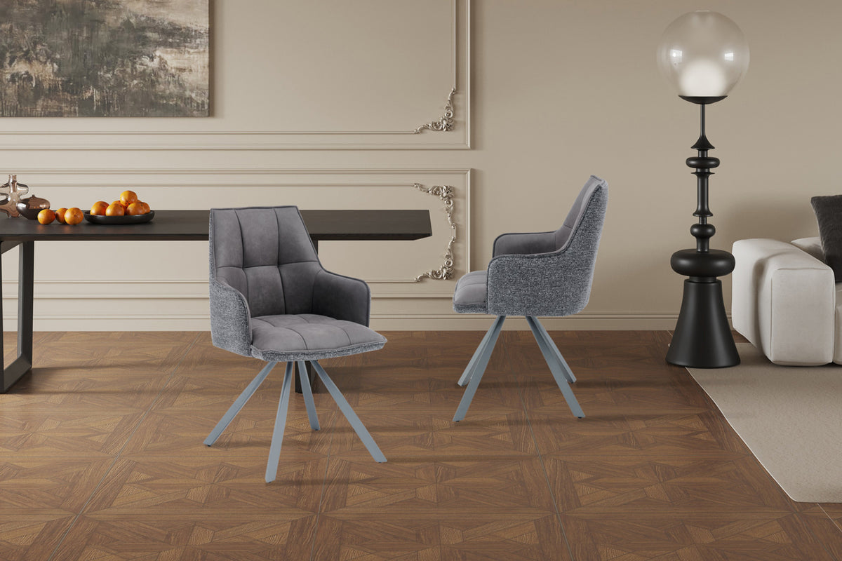 Lot de 2 chaises pivotantes Solenne – Gris foncé