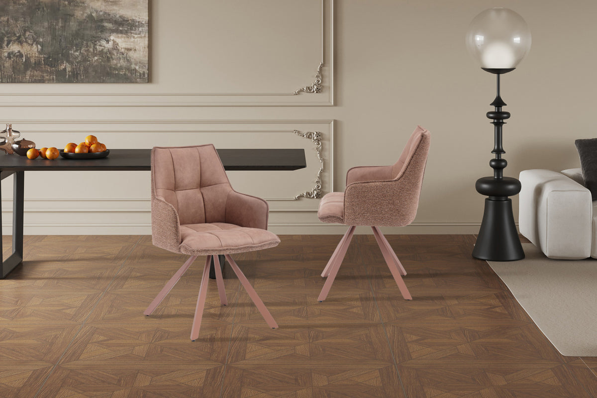 Lot de 2 chaises pivotantes Solenne – Rose
