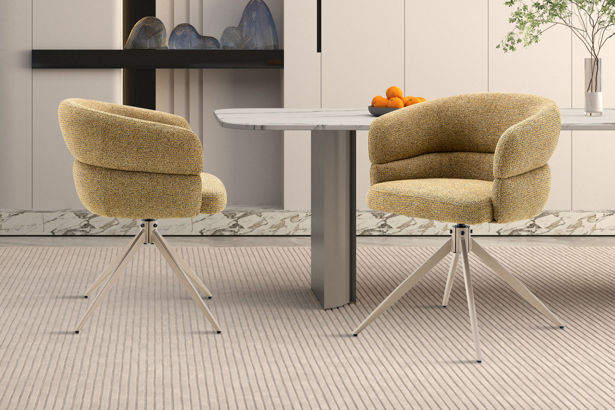 Chaise Leonie – pivotante, jaune pied beige