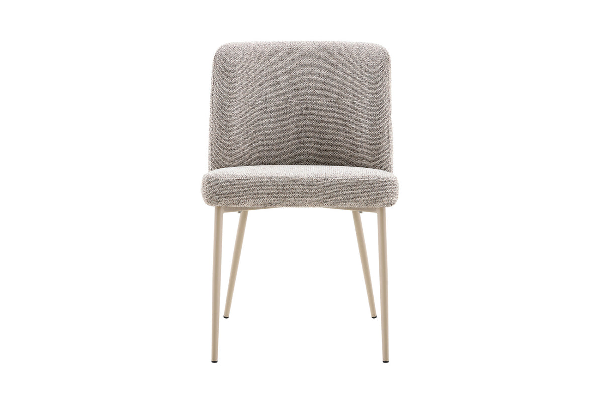 Chaise Alix – tissu poivre, pied beige