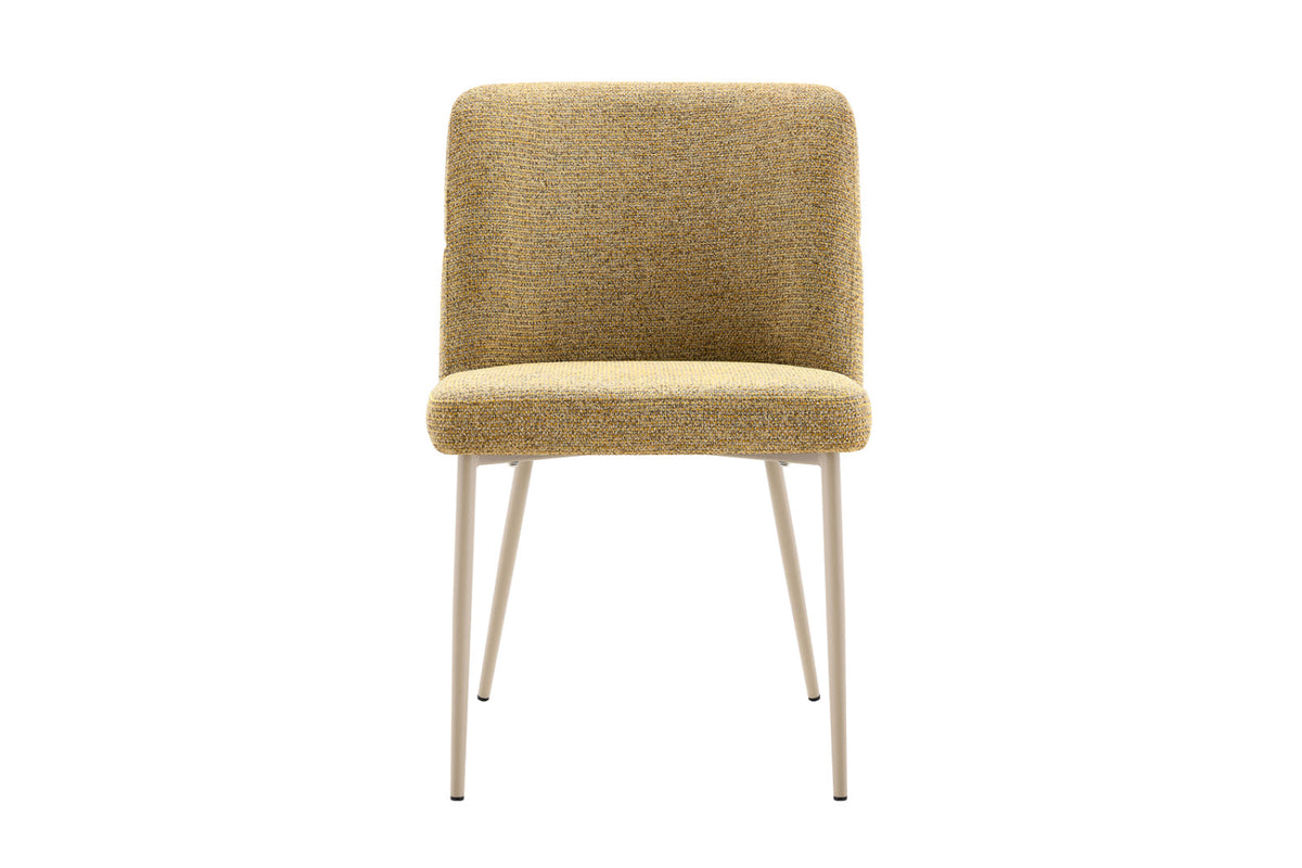 Chaise Alix – tissu jaune, pied beige