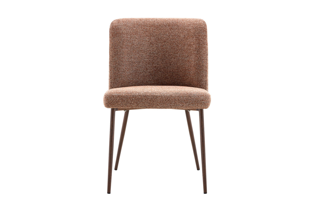 Chaise Alix – tissu rouille, pied noyer