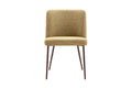 Chaise Alix – tissu jaune, pied noyer