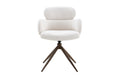 Chaise Roxane – noyer pivotant à 0 tissu blanc