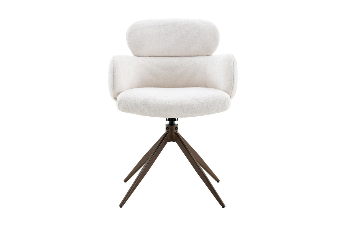 Chaise Roxane – noyer pivotant à 0 tissu blanc