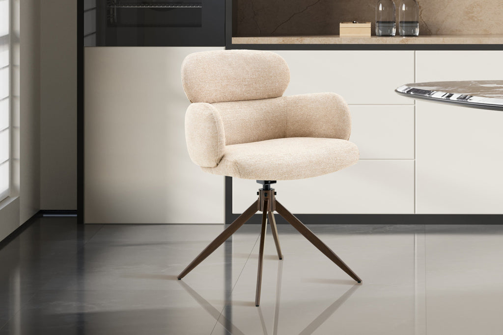 Chaise Roxane – noyer pivotant à 0 tissu beige