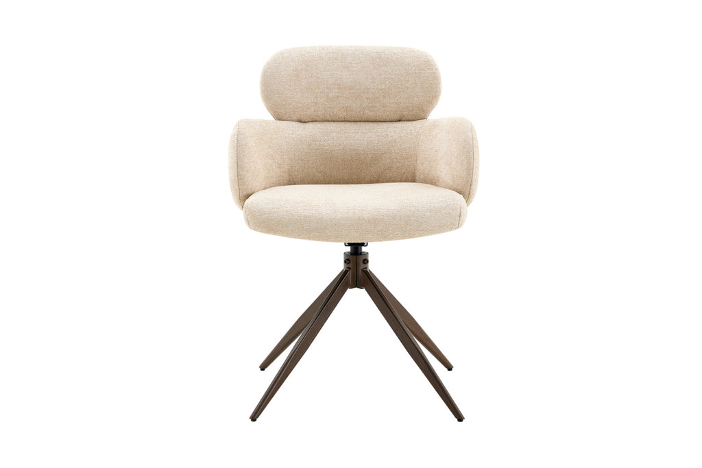 Chaise Roxane – noyer pivotant à 0 tissu beige