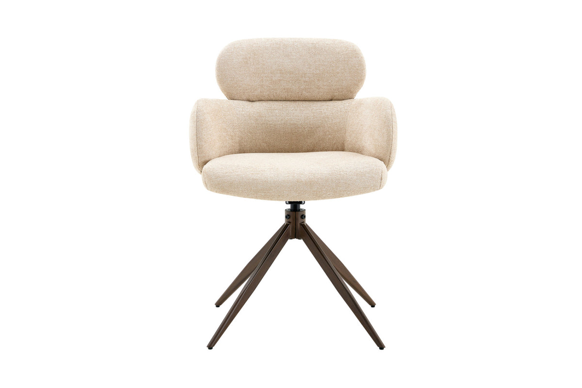 Chaise Roxane – noyer pivotant à 0 tissu beige