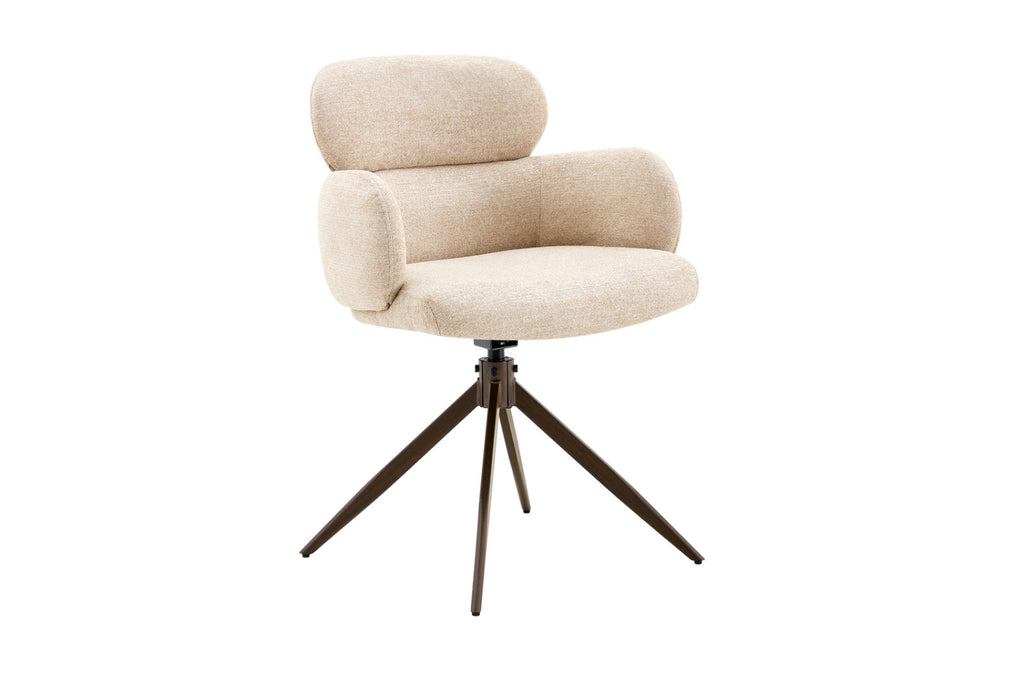 Chaise Roxane – noyer pivotant à 0 tissu beige