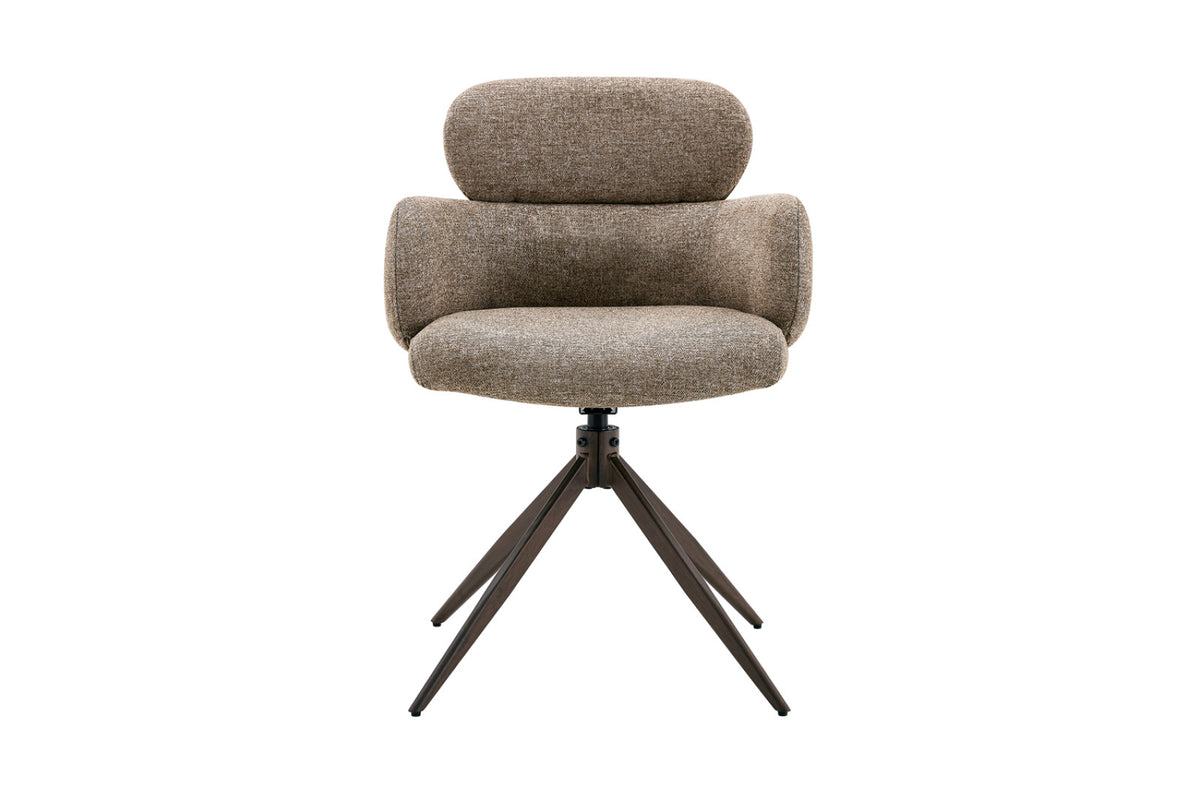 Chaise Roxane – noyer pivotant à 0 tissu poivre