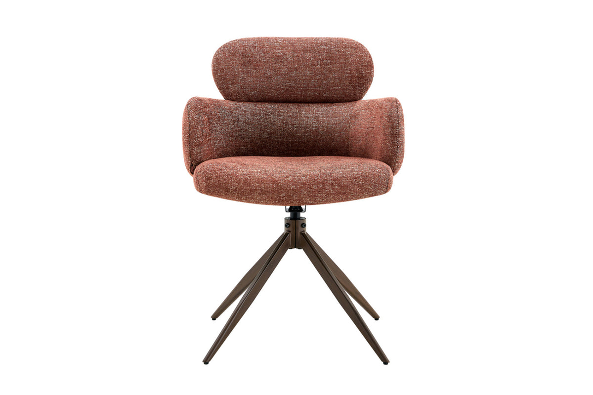 Chaise Roxane – noyer pivotant à 0 tissu rouille