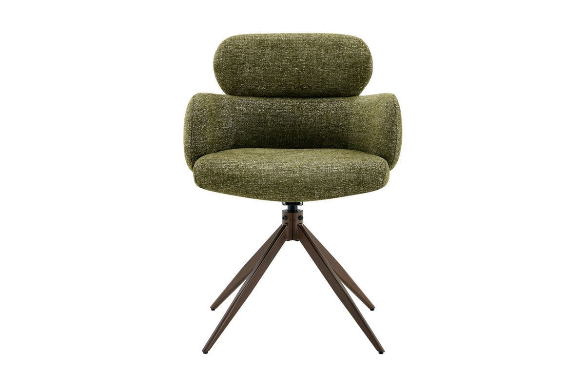 Chaise Roxane – noyer pivotant à 0 tissu vert