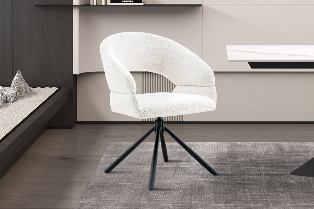 Chaise Amber – pivotant à 0 tissu miracle blanc