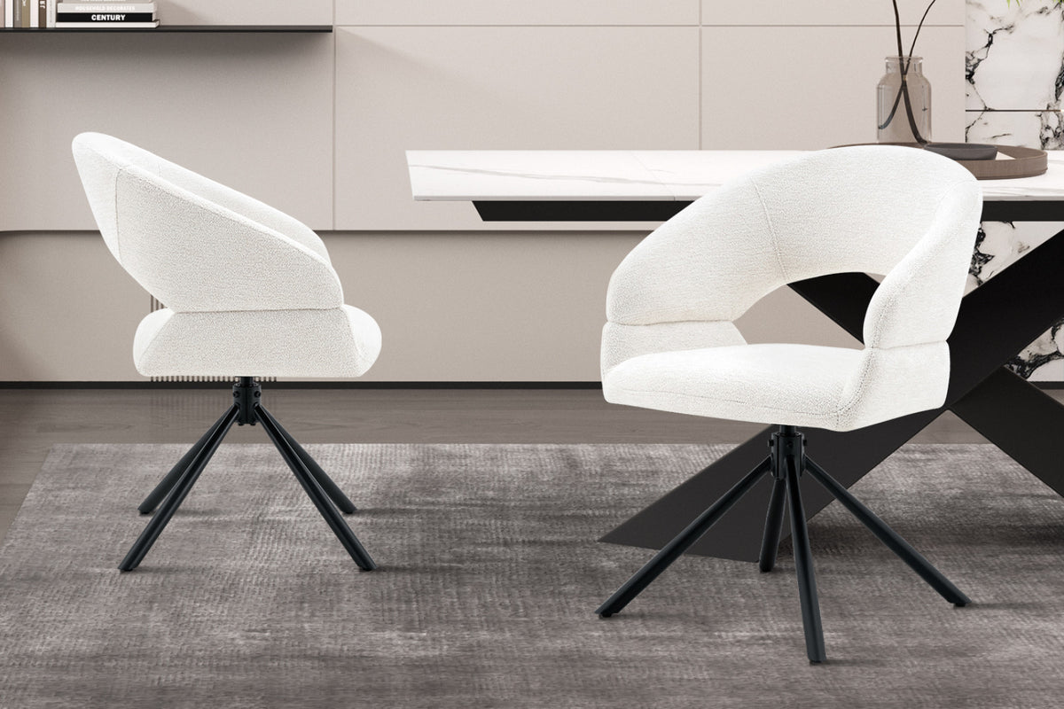 Chaise Amber – pivotant à 0 tissu miracle blanc