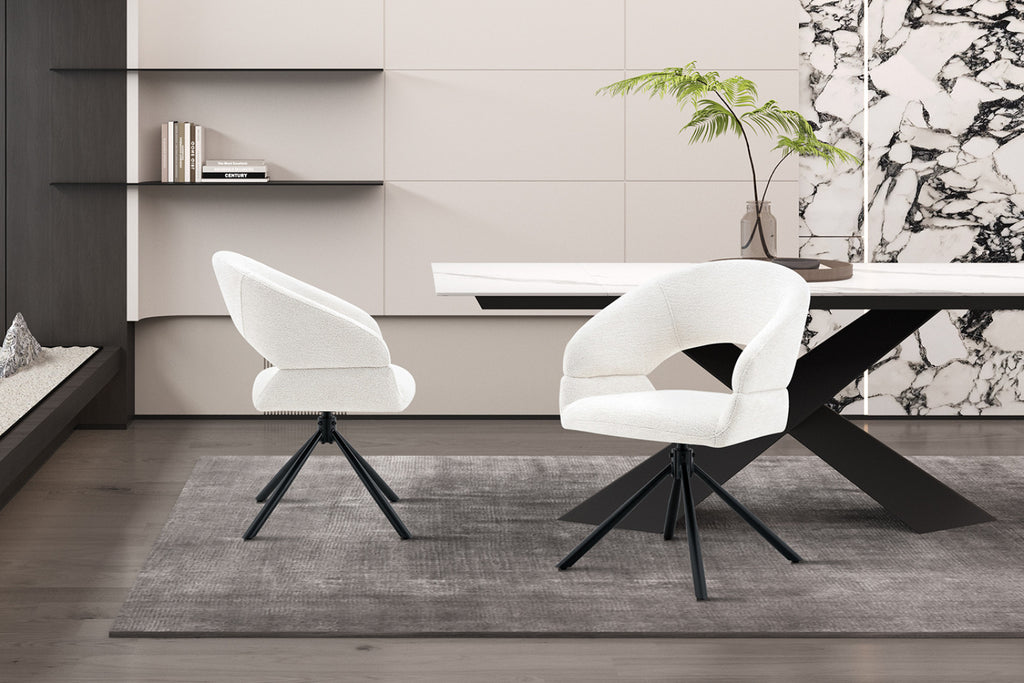 Chaise Amber – pivotant à 0 tissu miracle blanc
