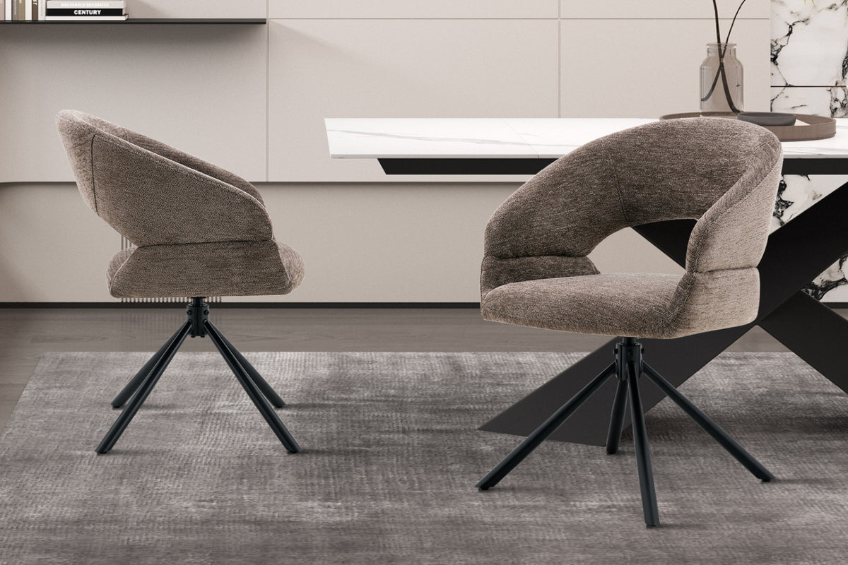 Chaise Amber – pivotant à 0 tissu miracle poivre