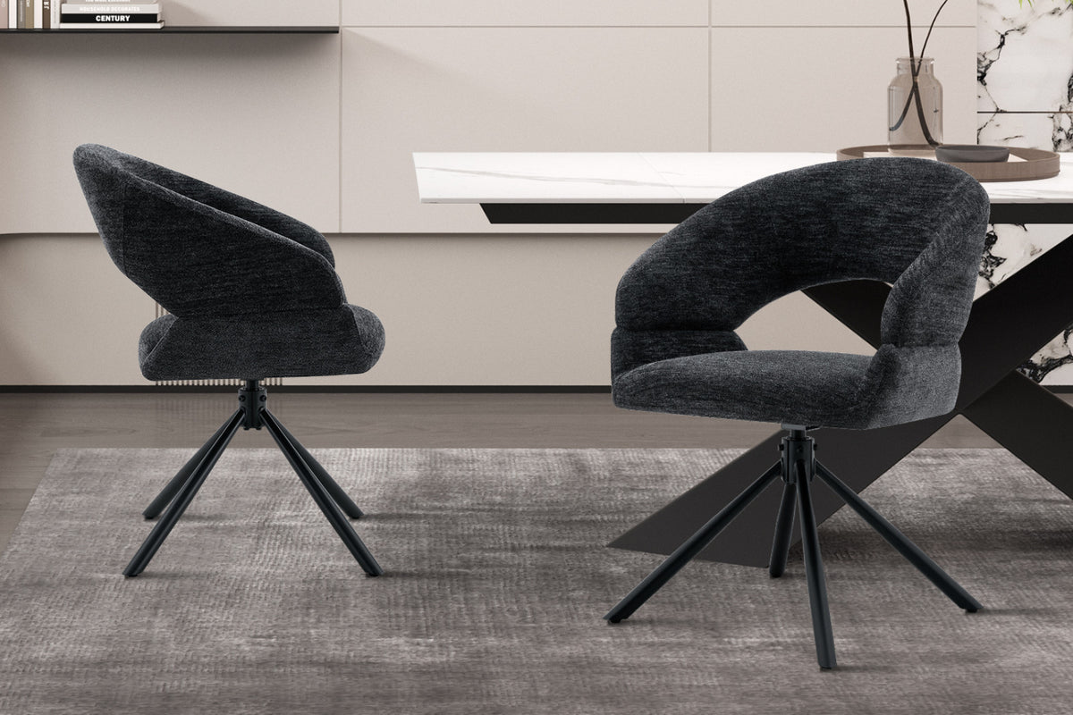 Chaise Amber – pivotant à 0 tissu miracle noir