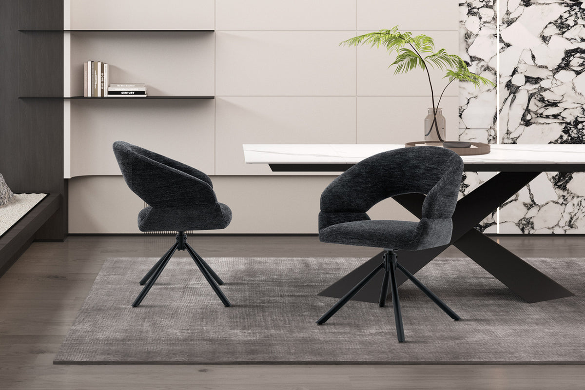 Lot de 2 chaises pivotantes Amber – Noir