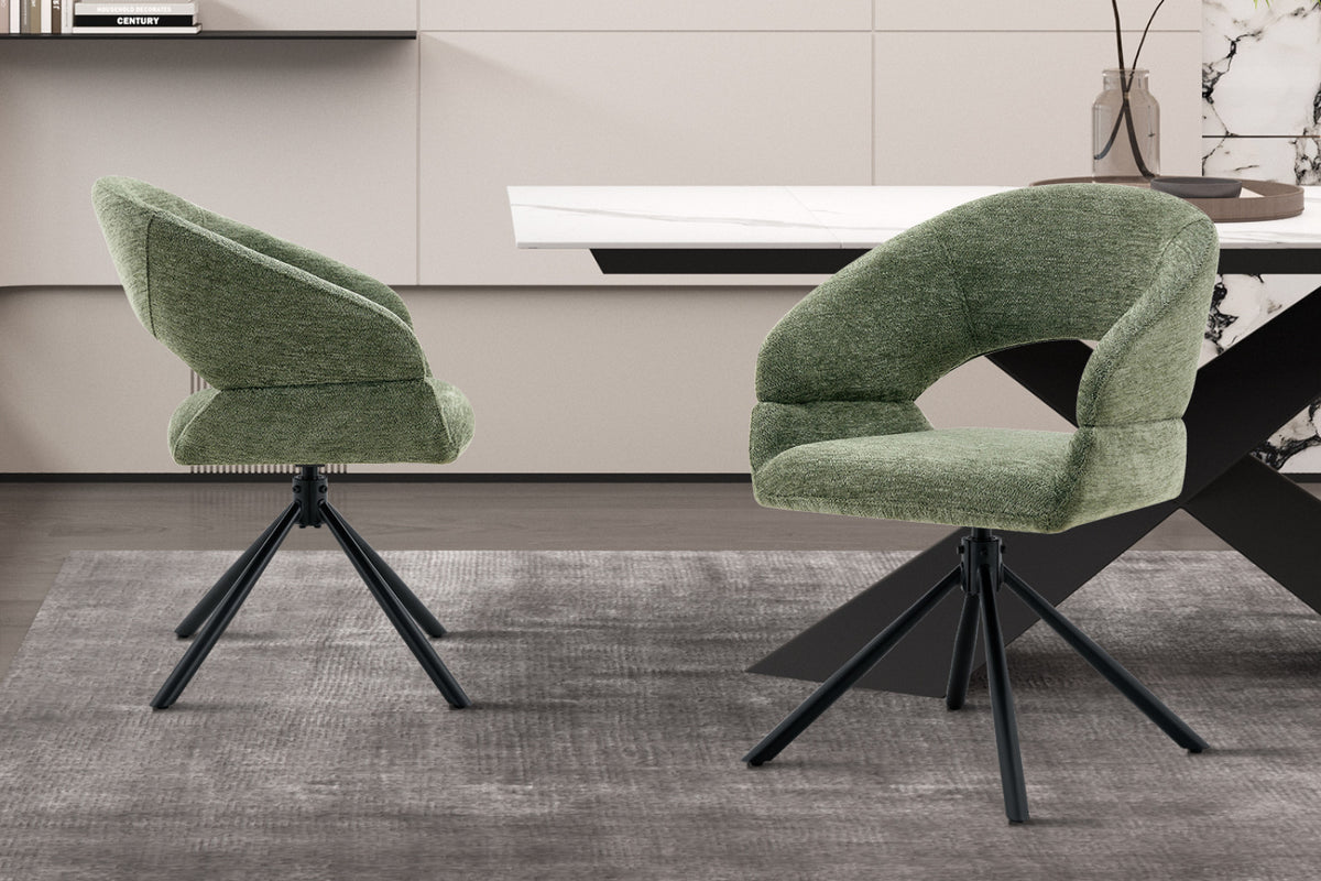 Chaise Amber – pivotant à 0 tissu miracle vert