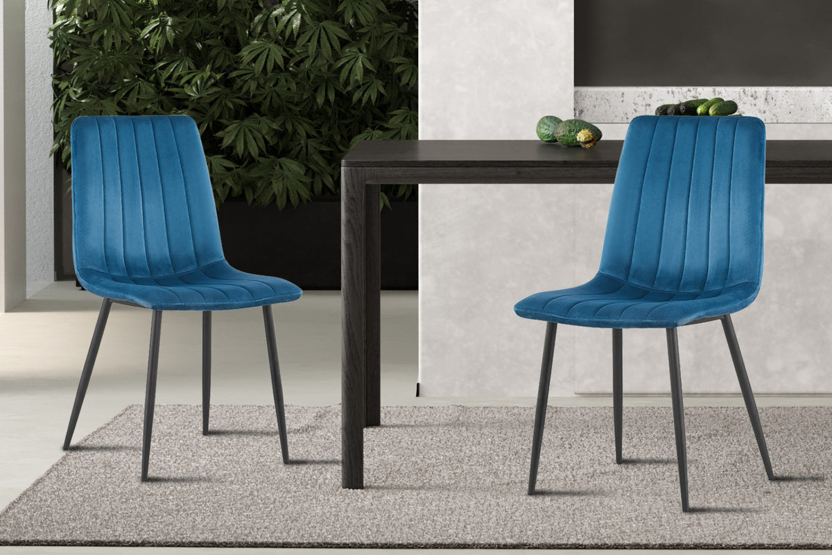 Chaise Willis – velours bleu