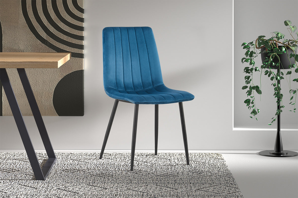 Chaise Willis – velours bleu