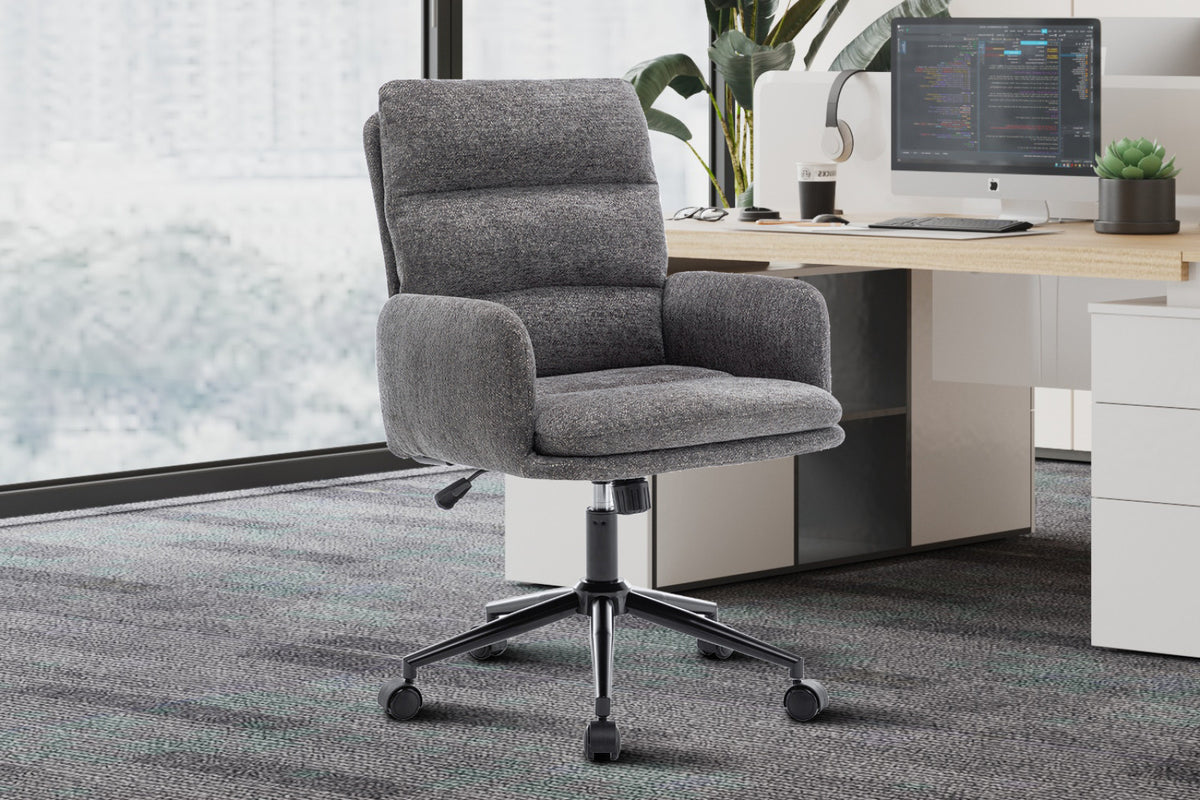 Chaise de bureau Aimé – tissu gris foncé