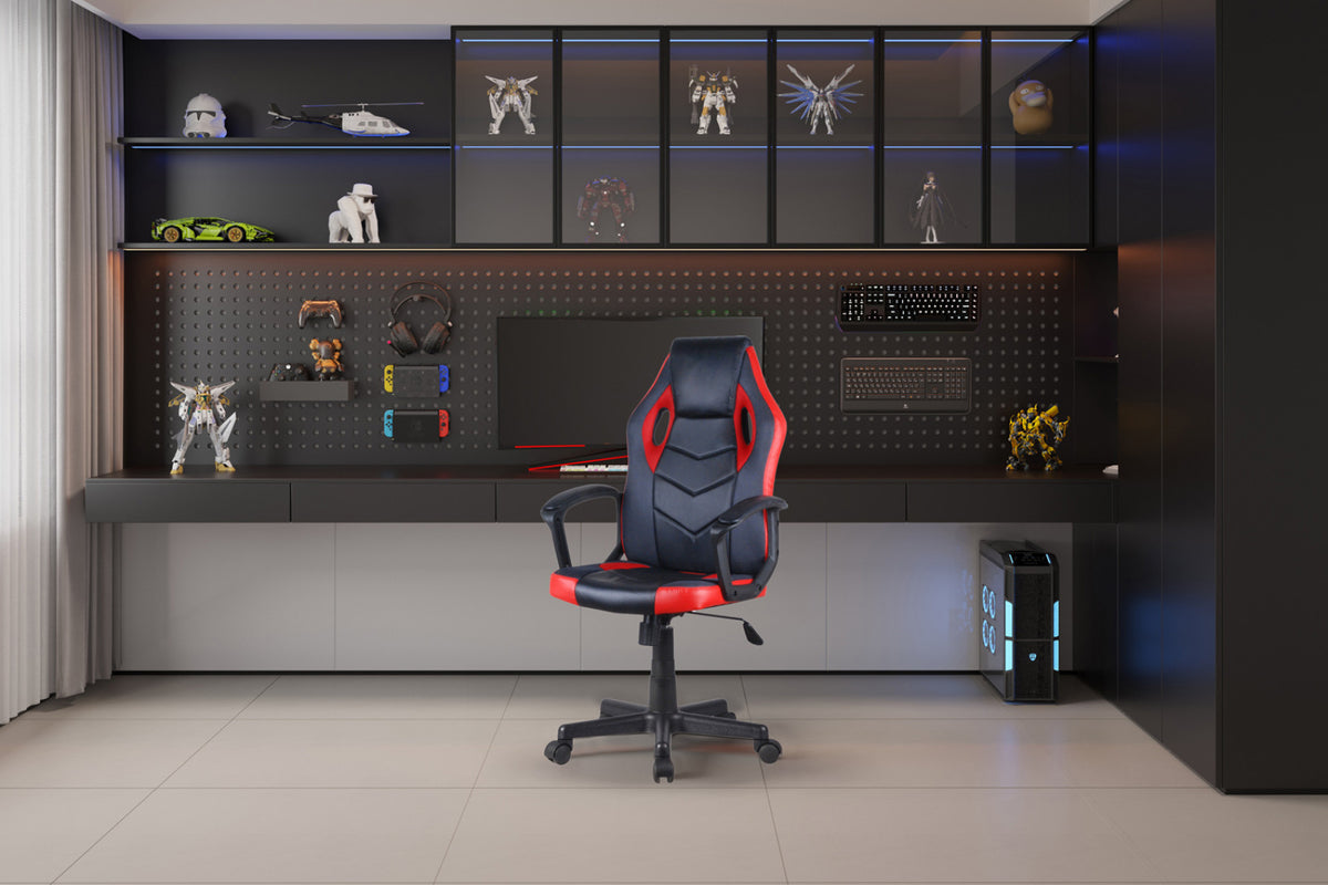 Chaise de jeu Tiger – en noir/rouge/gris
