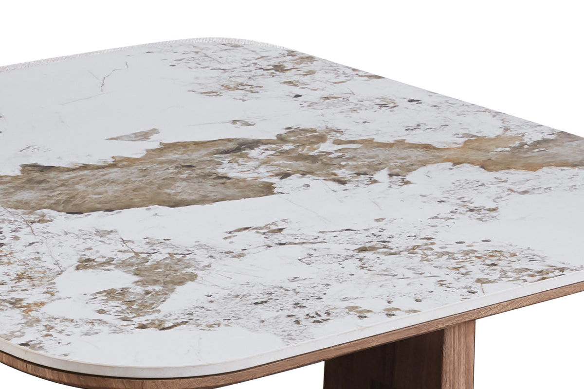 Table basse Evora – avec 4 poufs tissu pierre brillante pandora