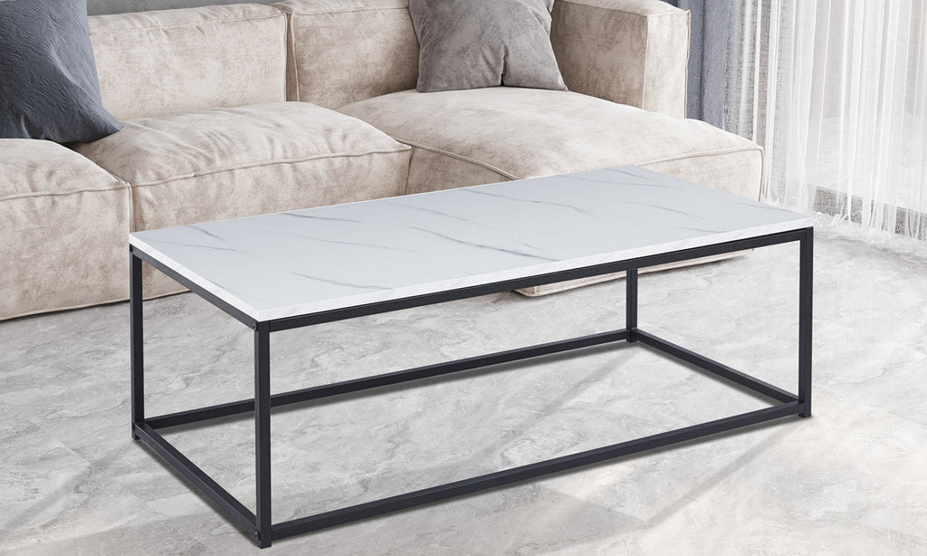 Table basse Dallas – décor marbre blanc