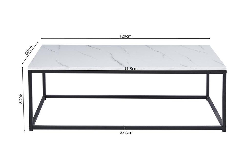 Table basse Dallas – décor marbre blanc