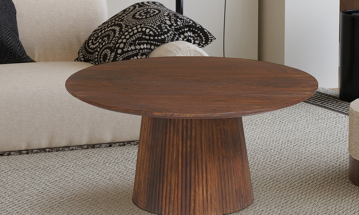 Table basse Miguel – ronde bois de manguier brun clair – 80 cm