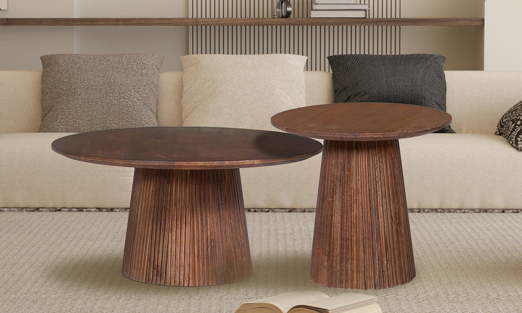 Table basse Miguel – Brun clair – Ronde Ø 80 cm