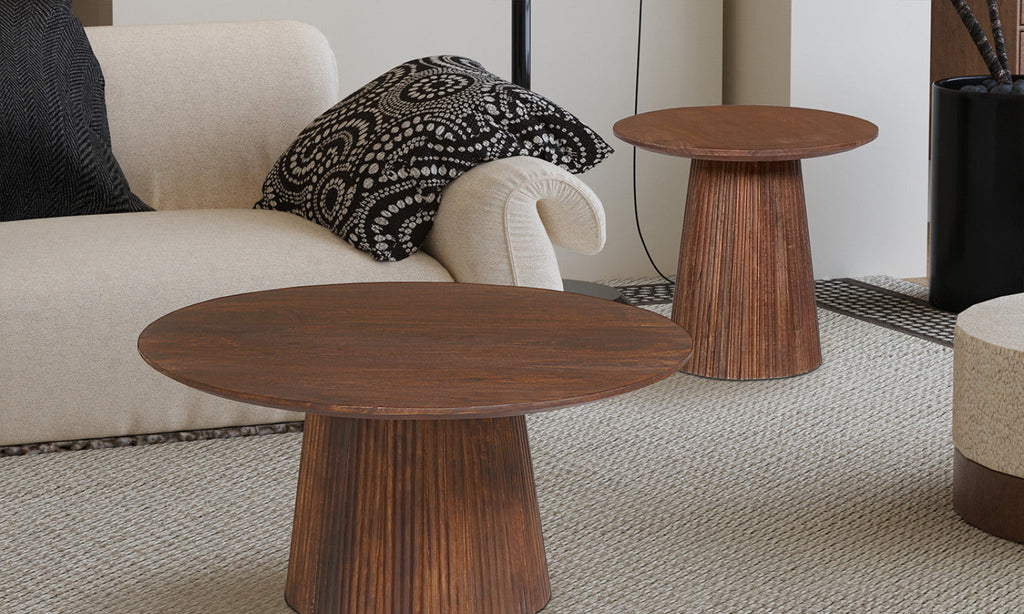 Table basse Miguel – Brun clair – Ronde Ø 80 cm