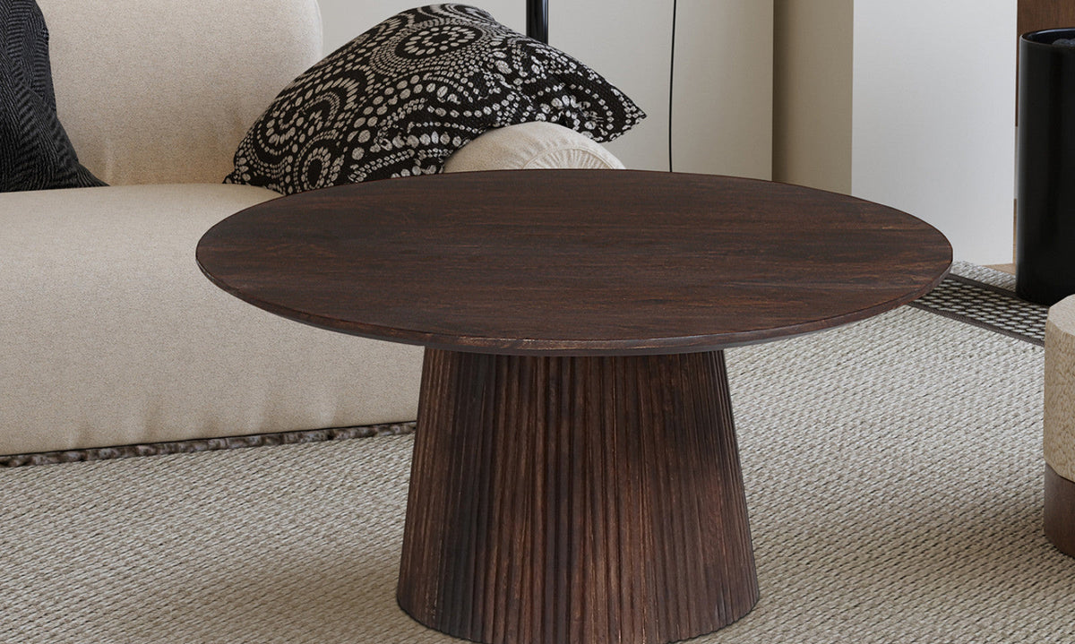 Table basse Miguel – ronde bois de manguier brun foncé – 80 cm