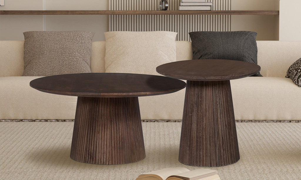 Table basse Miguel – Brun foncé – Ronde Ø 80 cm