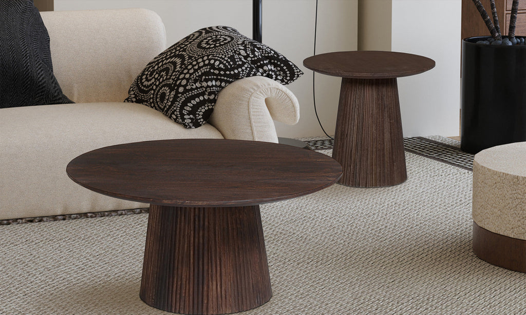 Table basse Miguel – Brun foncé – Ronde Ø 80 cm