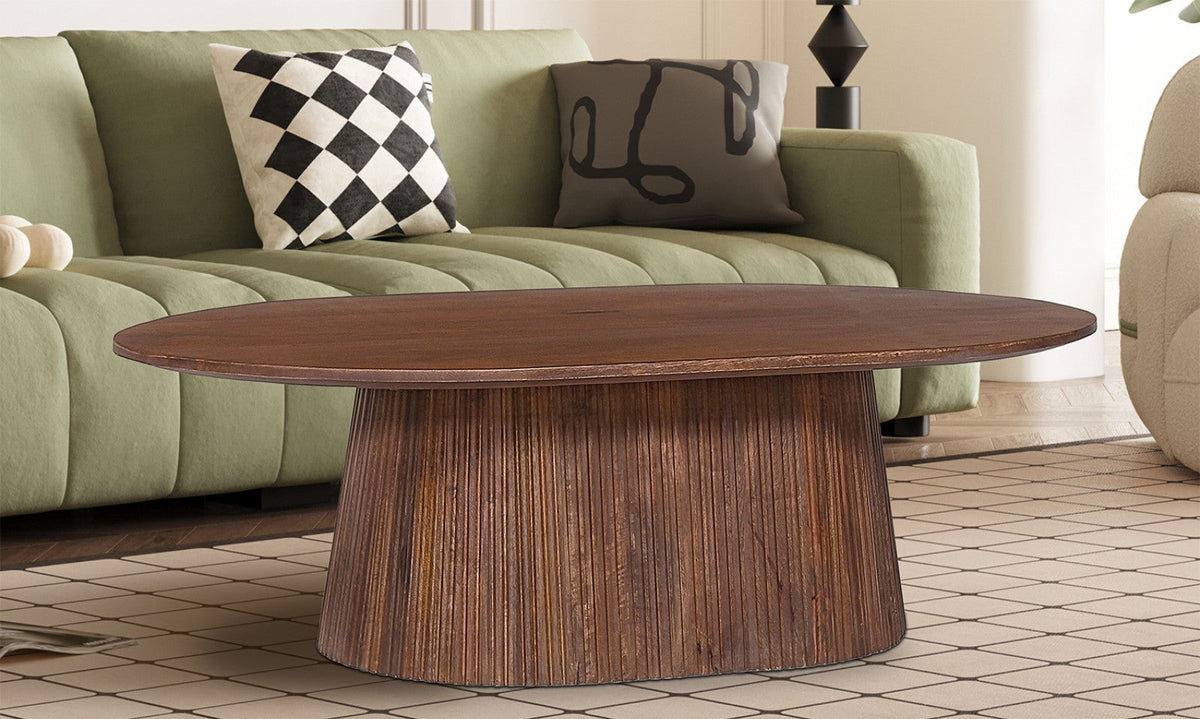Table basse Miguel – ovale bois de manguier brun clair – 120 cm