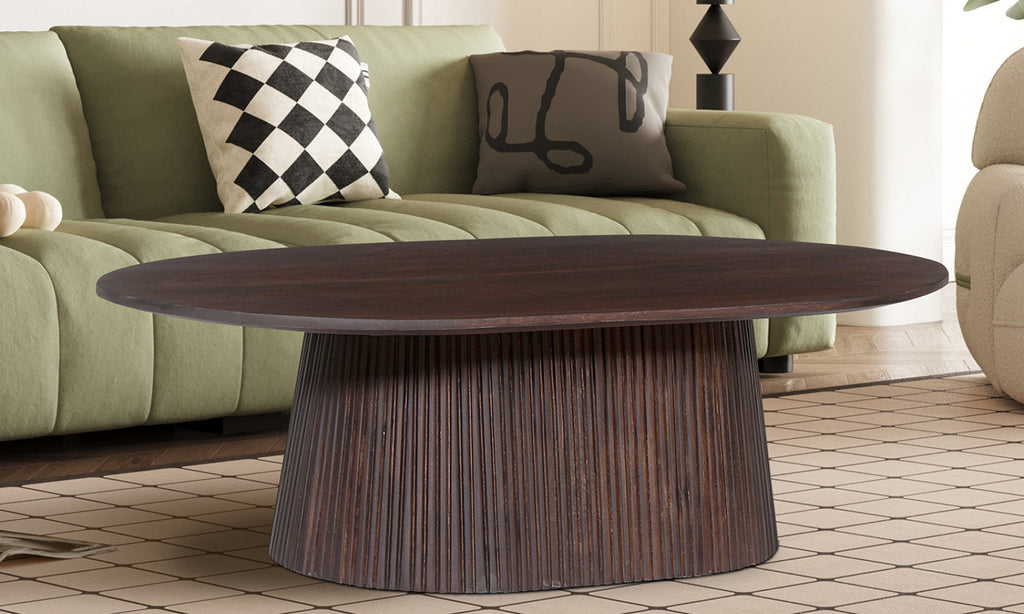 Table basse Miguel – Brun foncé – Ovale 120 × 70 cm