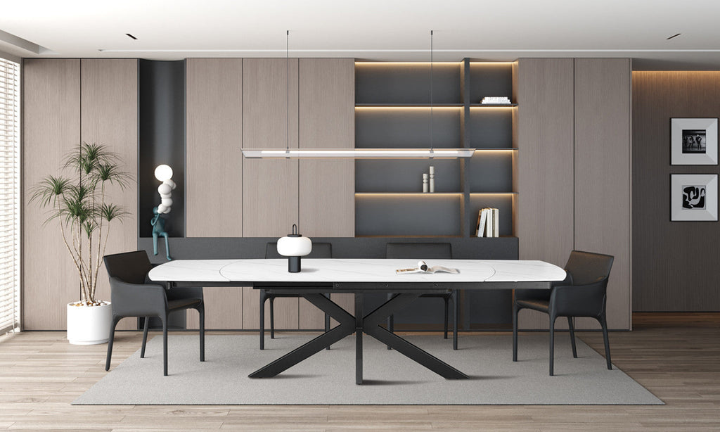 Table extensible Ares – ovale danoise pierre blanc – 160/240 cm