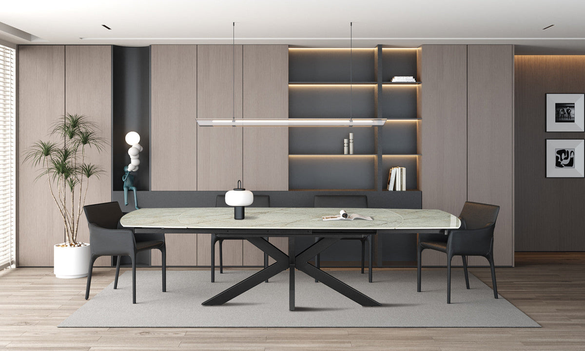 Table extensible Ares – ovale danoise brillant pierre beige – 160/240 cm